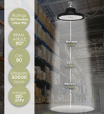 Static LED UFO High Bay, 15,000 Lumens, 100 Watt, 5000K, 120-277V, Black Finish