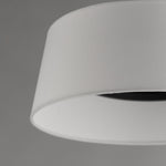 Paramount 16 led flush mount ceiling light with white cylindrical lampshade and soft matte fabric finish black base