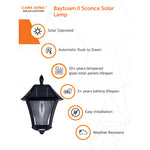 2 Pack Baytown II Sconce Solar Lamp, 100 Lumens, 2W, 2700K, Black or White Finish