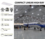 2FT LED Compact Linear High Bay Fixture, 15,400 Lumen Max, Wattage and CCT Selectable, 120-277V