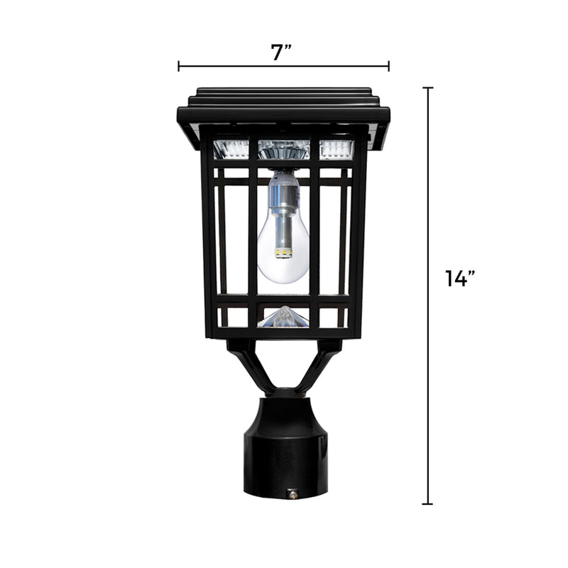 Prairie Bulb Solar Lamp w/GS Light Bulb, 50 Lumens, 3.6V, 1.3 Watts, 2700 CCT, Black or Grey Finish, Post, Flat or Wall Mount