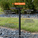 2 Pack LED Contemporary Square Solar Path Light with 3 Ground Stake Mounting Options, 80 Lumens, 2W, CCT Selectable 2700K/6000K, Black or Bronze Finish