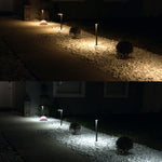 2 Pack LED Contemporary Square Solar Path Light with 3 Ground Stake Mounting Options, 80 Lumens, 2W, CCT Selectable 2700K/6000K, Black or Bronze Finish