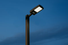 20 ft 4 Inch Square Area Lighting Pole With Single Head LED 150W Slim Line Fixture (400W+ MH or HID Equivalent), Pole Arm Mount