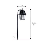Black solar-powered garden light shepherd hook with classic lantern design and clear glass panels 2pk set