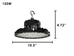 6PK Aries G4 LED UFO High Bay, 24,000 Lumen Max, Wattage and CCT Selectable, Black Finish, Comparable to 320-400 Watt HID Fixture, 120-277V