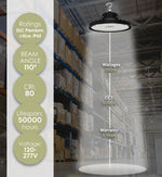 Static LED UFO High Bay, 22,500 Lumens, 150 Watt, 5000K, 120-277V, Black Finish