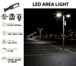 LED Area/Parking Lot Light, 22,007 Lumen Max, Wattage & CCT Selectable, Type II, III, IV, or V Optics, 120-277V