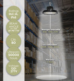 Aries G4 LED UFO High Bay, 24,000 Lumen Max, Wattage and CCT Selectable, Black Finish, Comparable to 320-400 Watt HID Fixture, 120-277V