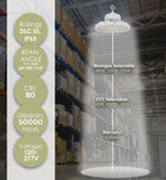 Aries G4 LED UFO High Bay, 24,000 Lumen Max, Wattage and CCT Selectable, White Finish, Comparable to 320-400 Watt HID Fixture, 120-277V