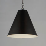 Black conical veritas 18 inch 1-light pendant with matte finish and white interior in satin nickel or chestnut bronze