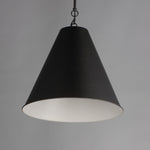 Black conical veritas 18 inch 1-light pendant with matte finish and satin nickel or chestnut bronze options