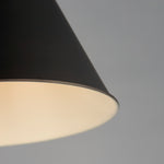 Veritas 18 inch 1-light pendant with black conical lampshade and satin nickel or chestnut bronze finish
