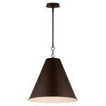 Veritas 18 inch 1-light pendant in chestnut bronze with dark bronze conical shade and off-white interior lining