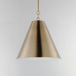 Veritas 18 inch 1-light pendant in satin nickel with brushed brass conical shade and white interior lining