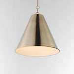 Veritas 18 inch 1-light pendant in chestnut bronze with brass finish and satin nickel matte interior conical shade