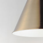 Veritas 18 inch 1-light pendant with a sleek cone-shaped brass lampshade in satin nickel or chestnut bronze finish