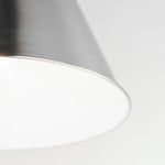 Veritas 18 inch 1-light pendant with a satin nickel brushed stainless steel lampshade and bright white interior