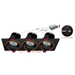 4in. Triple Head Downlight, 3,000 Lumens, 45 watt, CCT Selectable 2700K/3000K/3500K/4000K/5000K, 120V, White or Black Finish