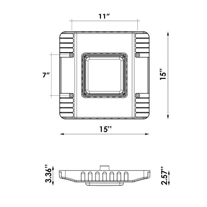 Large Square Canopy: Slim-Line, 150W, 18000 Lumens, 100-277V