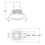 1" LV Round Gimbal Downlight: Mini-Line, 6W, 3000K, 12V, White, Black or Bronze Finish