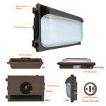 LED Wall Pack, 15,600 Lumen Max, Wattage and CCT Selectable, Integrated Photocell, 277-480V