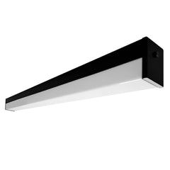 4FT Suspended Down Linear Fixture, 6500 Lumen Max, Wattage and CCT Selectable, 120-277V, Black or White Finish