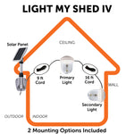 Light My Shed IV W/ 2 LED Solar Lights, 500 Lumens, 3W, 4.8V, 6000K CCT White Finish
