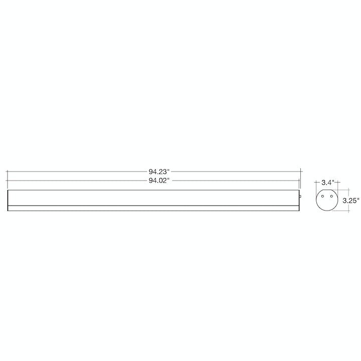 8' Architectural Tubular Linear Fixture, 80W, 9200 Lumens, CCT Selectable, 120-277V