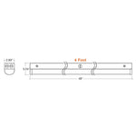 Sleek 4ft round strip light with metal build, two circular end caps, white or black finish, sensor ready strip light