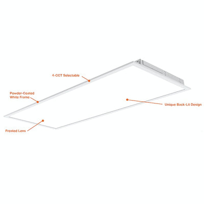 1 X 4 Foot LED Panel: Backlit-Line, 4400 Lumens, Wattage and CCT Selectable, 120-277V