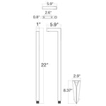 22" Path Light: L-Shape, 12V, Bronze or Black