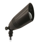 Black matte-finished landscape bullet light with conical ribbed texture for traditional outdoor lighting in 12v