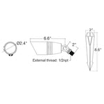 Outdoor landscape bullet light with sleek tapered design and oil rubbed bronze finish for 12V traditional use