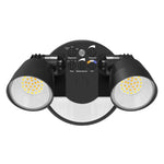 LED Security Light, Round Double Head, 3250 Lumen Max, Wattage and CCT Selectable, Motion Sensor, 120V, Bronze, Black or White Finish