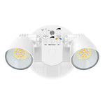LED Security Light, Round Double Head, 3250 Lumen Max, Wattage and CCT Selectable, Motion Sensor, 120V, Bronze, Black or White Finish