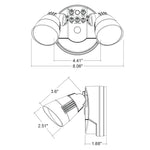 LED Security Light, Round Double Head, 3250 Lumen Max, Wattage and CCT Selectable, Motion Sensor, 120V, Bronze, Black or White Finish