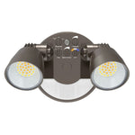 LED Security Light, Round Double Head, 3250 Lumen Max, Wattage and CCT Selectable, Motion Sensor, 120V, Bronze, Black or White Finish