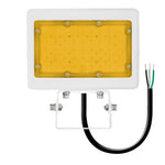 White rectangular led mini flood with yellow diffuser panel exposed wiring 2200k amber 7000 lumen selectable wattage