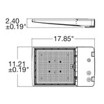 Rectangular led area light fixture with amber 2200k leds, control buttons, and bronze, black, white, or gray finish