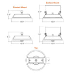 LED UFO High Bay, 25,050 Lumen Max, Wattage and CCT Selectable, 120-277V