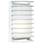 White wall-mounted lamp with tiered design on a white background