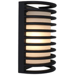 Black spiral wall mount light fixture on a white background