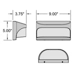 Dimensions of an Outdoor LED Wall Mount with dimensions labeled on a white background