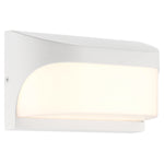 White wall-mounted light fixture on a white background