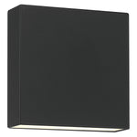 Black square wall light fixture on a white background