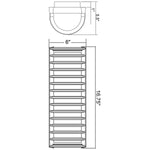 Technical drawing of a cylindrical wall light with dimensions on a white background