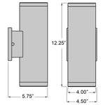 Dimensions of a wall light assembly with labeled measurements.