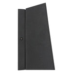 Black wall light fixture on a white background