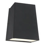 Black outdoor wall light fixture on a white background